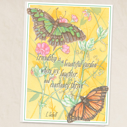 Butterflies on sweat pea background